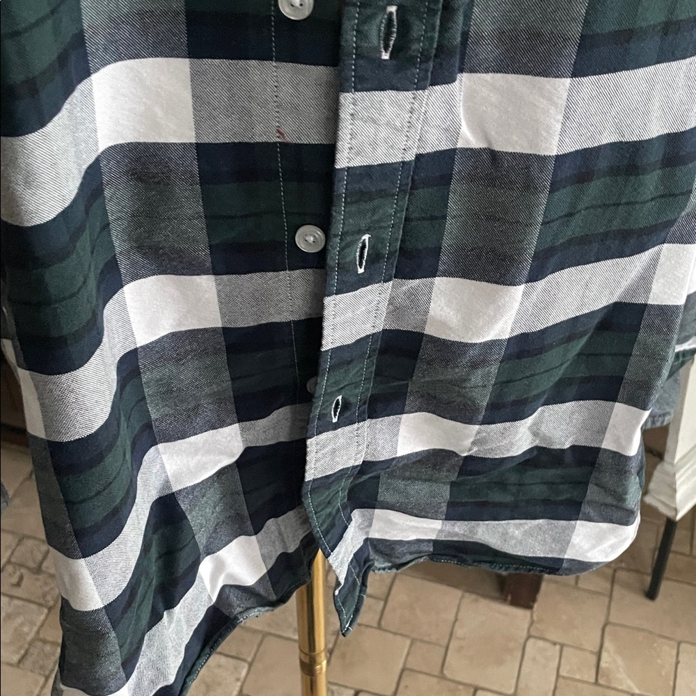 Mercantile J Crew Men's Green and White Plaid Shirt XL - Picture 4 of 10